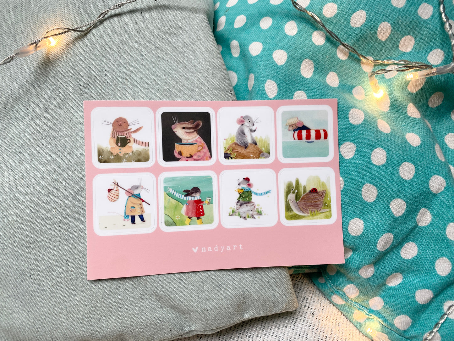 Cute Characters Sticker Sheet - Pink Edition