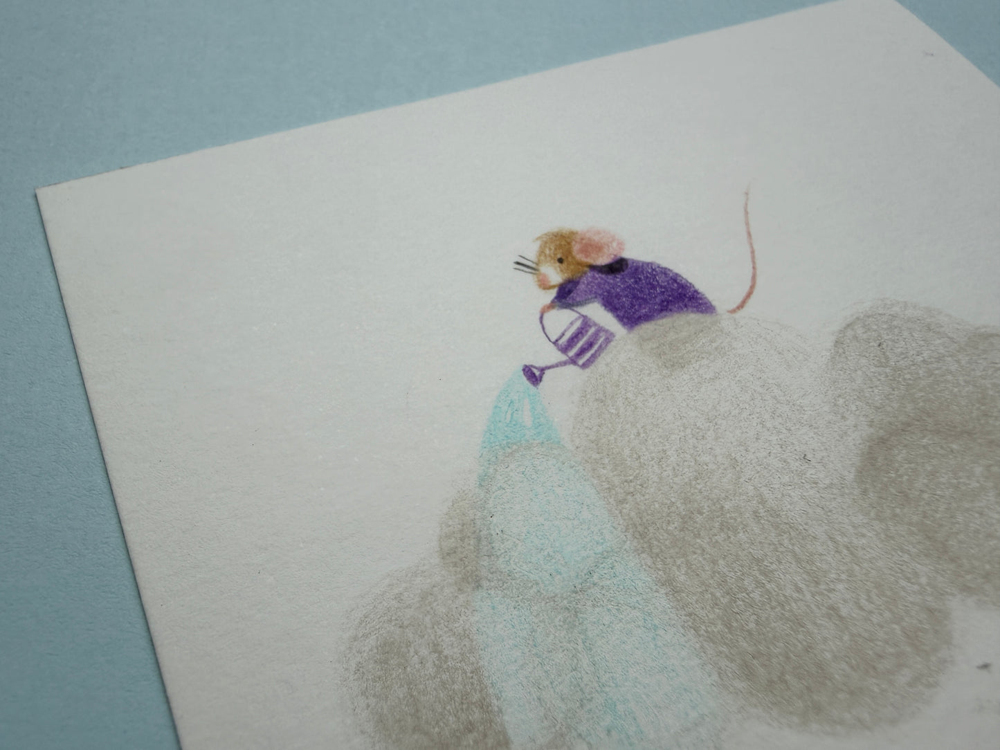 Rainy day • Original signed color pencil drawing