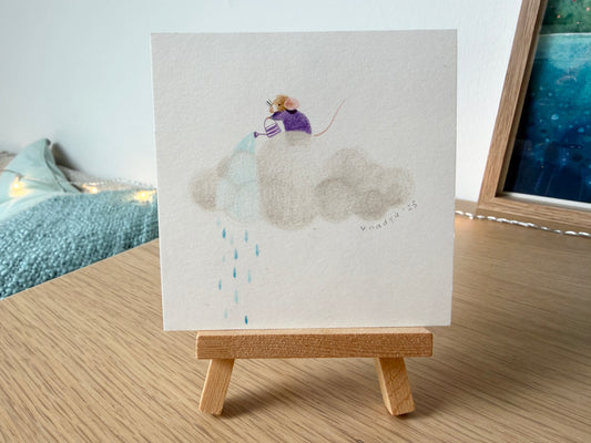 Rainy day • Original signed color pencil drawing