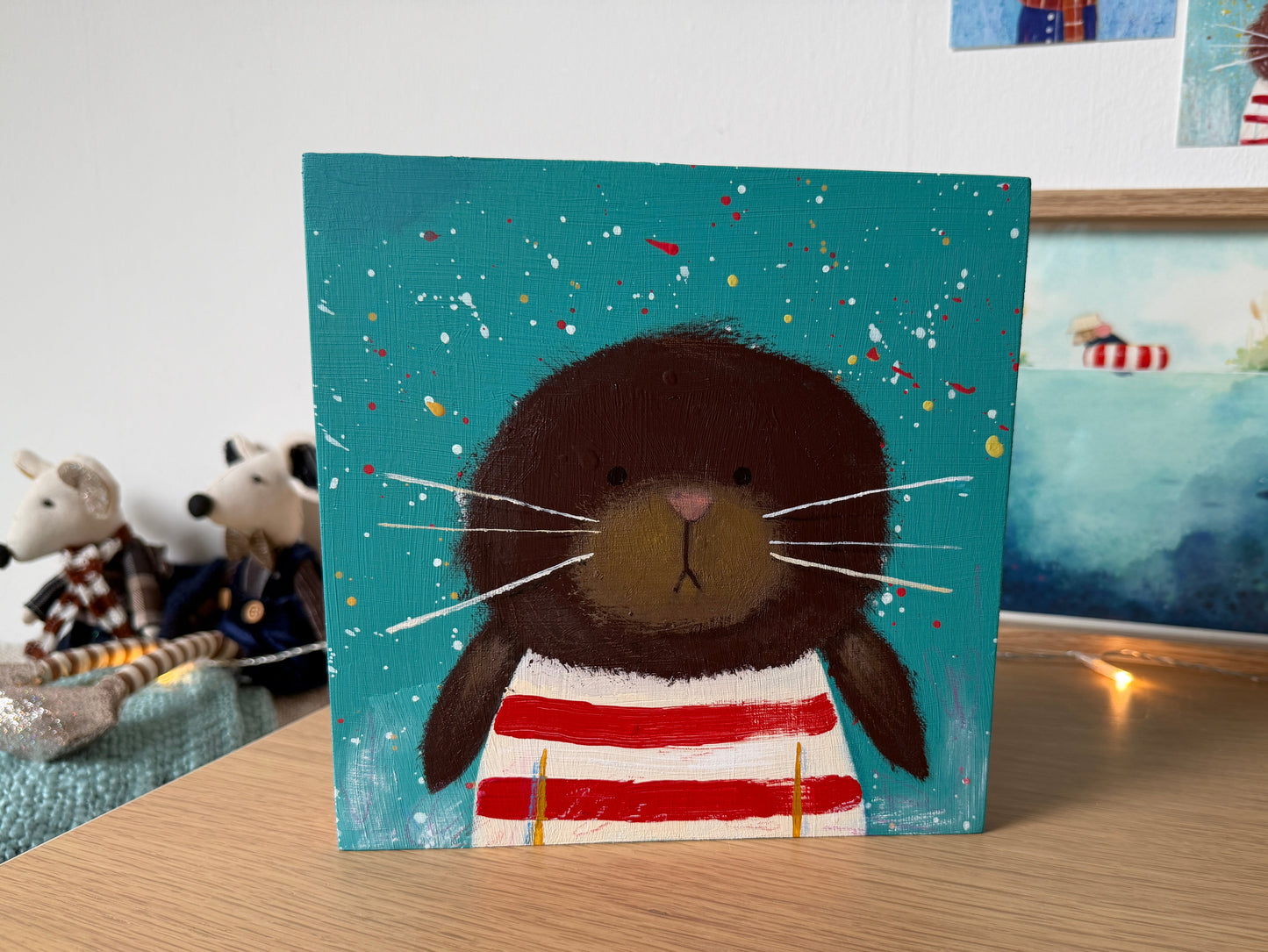 Nautical Bunny • Original Acrylics Painting on Wood