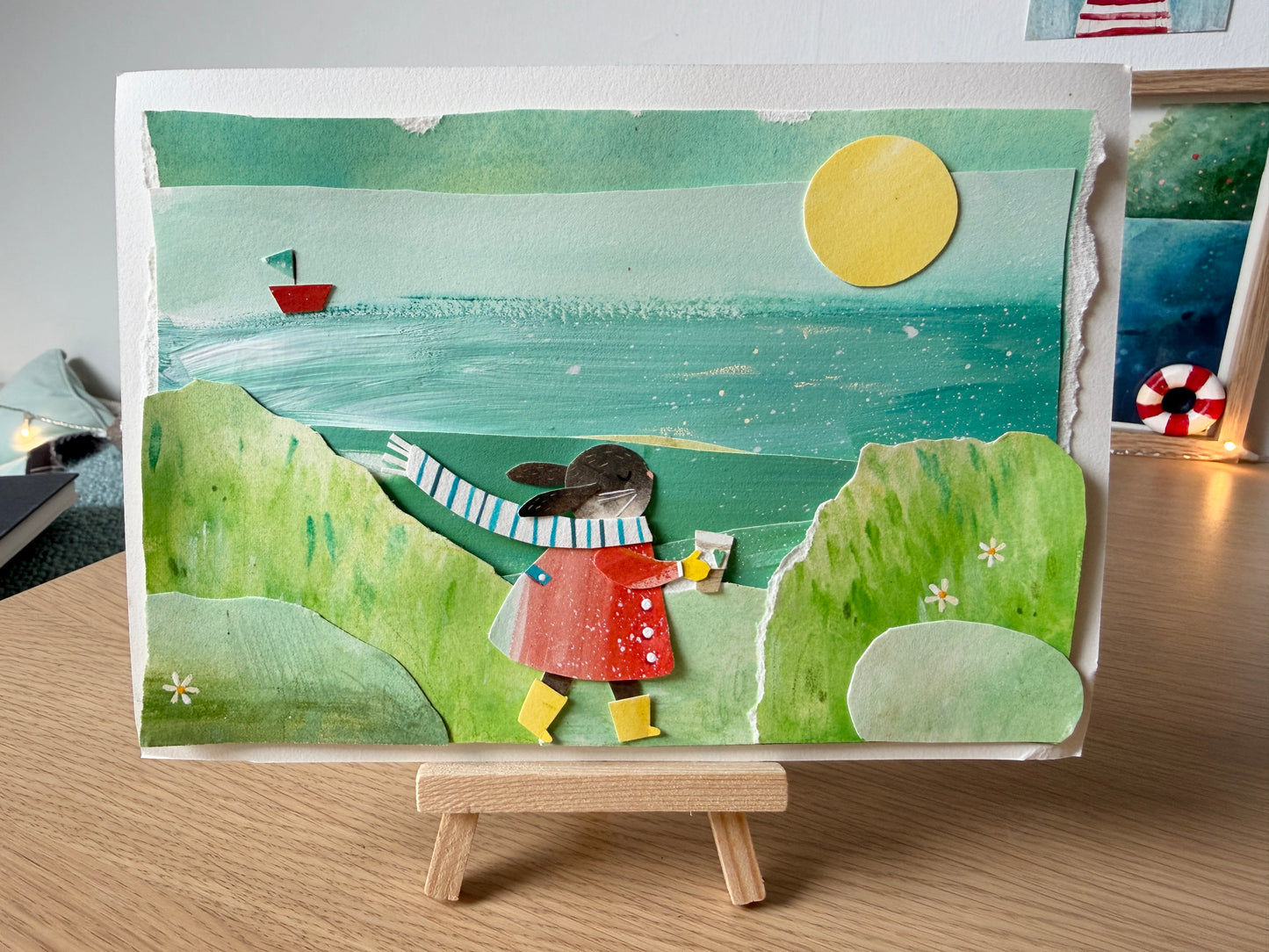 A brisk walk • Original Collage Painting