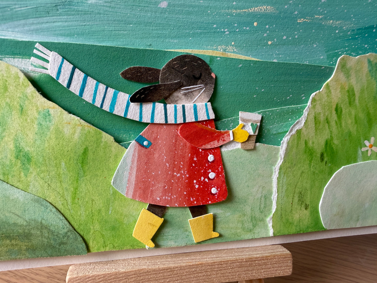 A brisk walk • Original Collage Painting