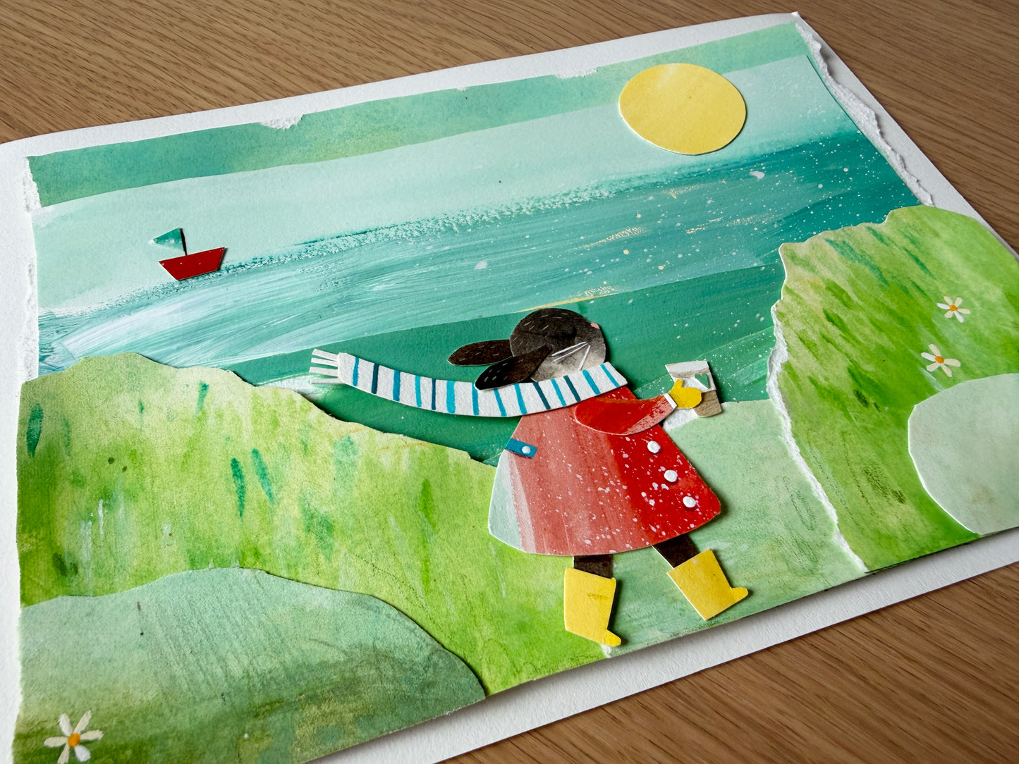 A brisk walk • Original Collage Painting