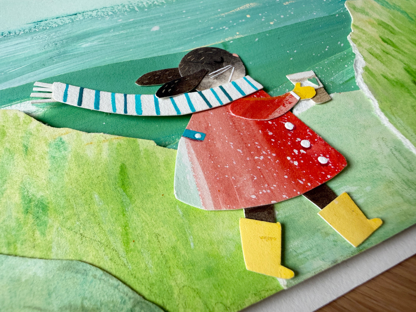A brisk walk • Original Collage Painting
