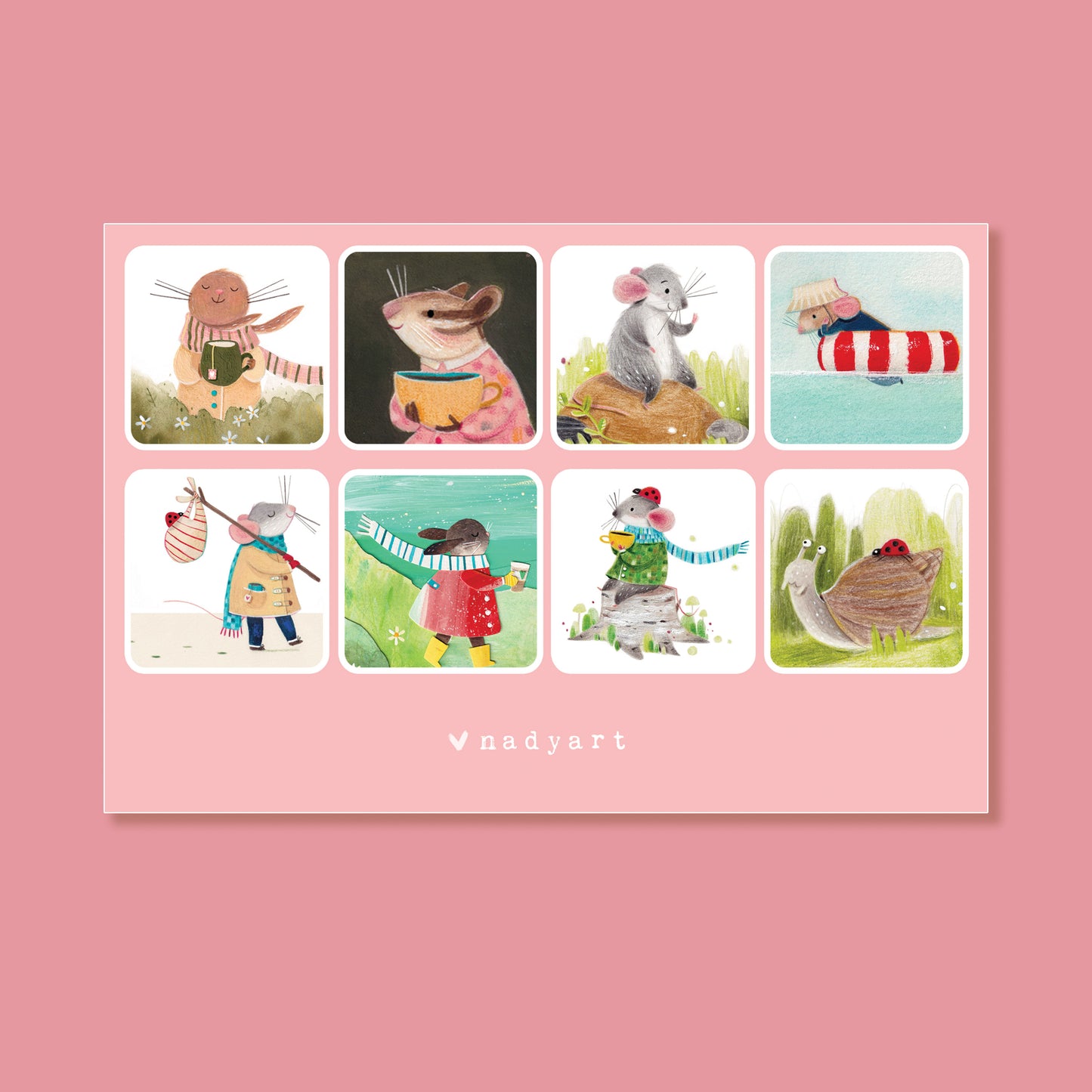 Cute Characters Sticker Sheet - Pink Edition