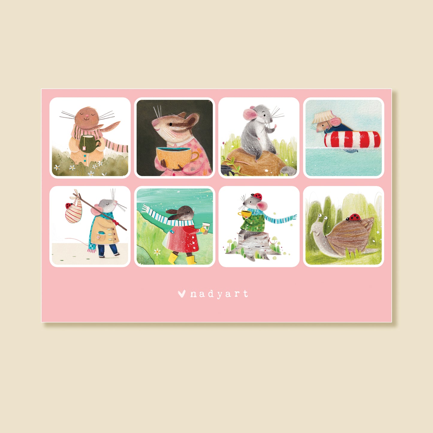 Cute Characters Sticker Sheet - Pink Edition