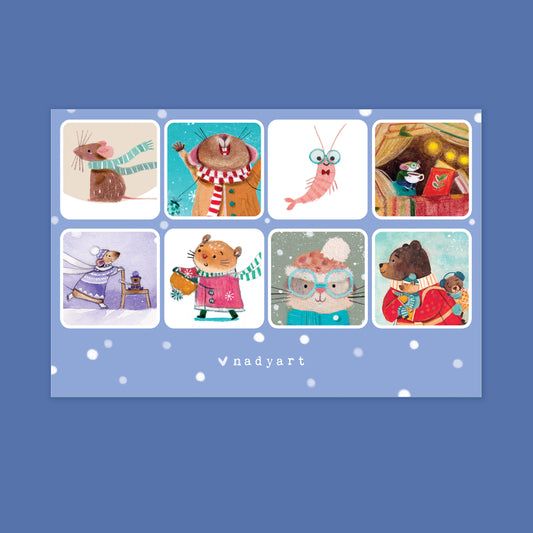 Cute Characters Sticker Sheet - Limited Winter Edition